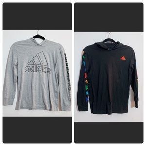 Adidas Boys Hooded Long Sleeve Shirt Bundle (Size M 10/12),Logo & Graphic Sleeve